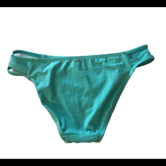 Pink Victoria’s Secret Mint Green Bikini Bottom Strappy Hip Size M Sexy Beach - Picture 2 of 4